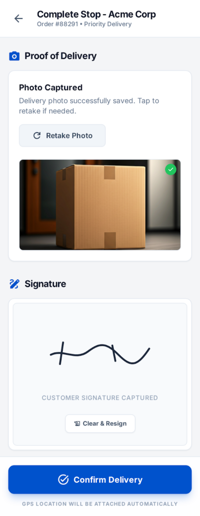 proof of delivery