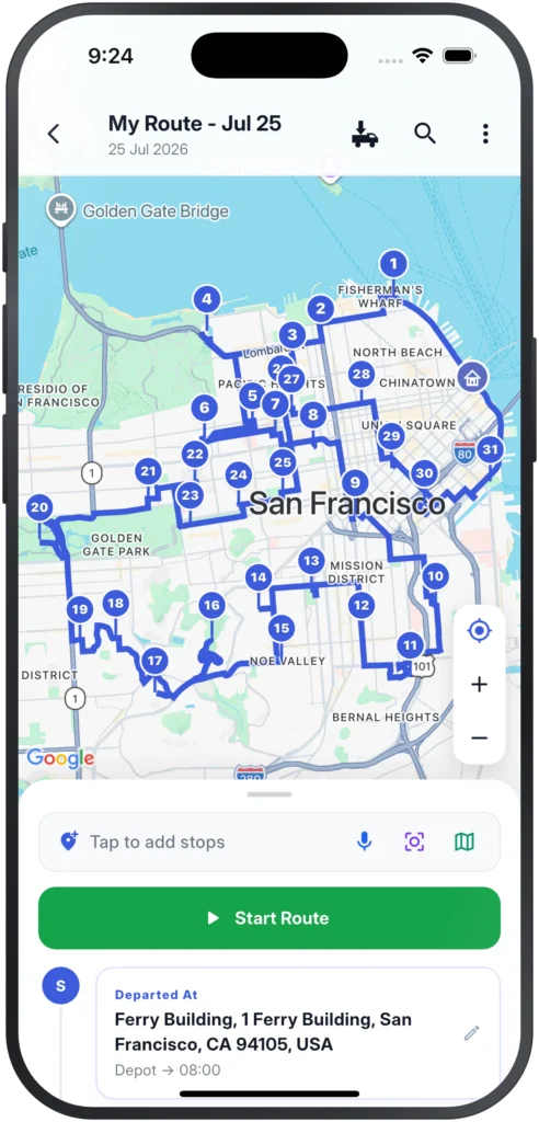One Tap Route optimization