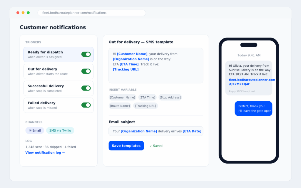 customer notifications