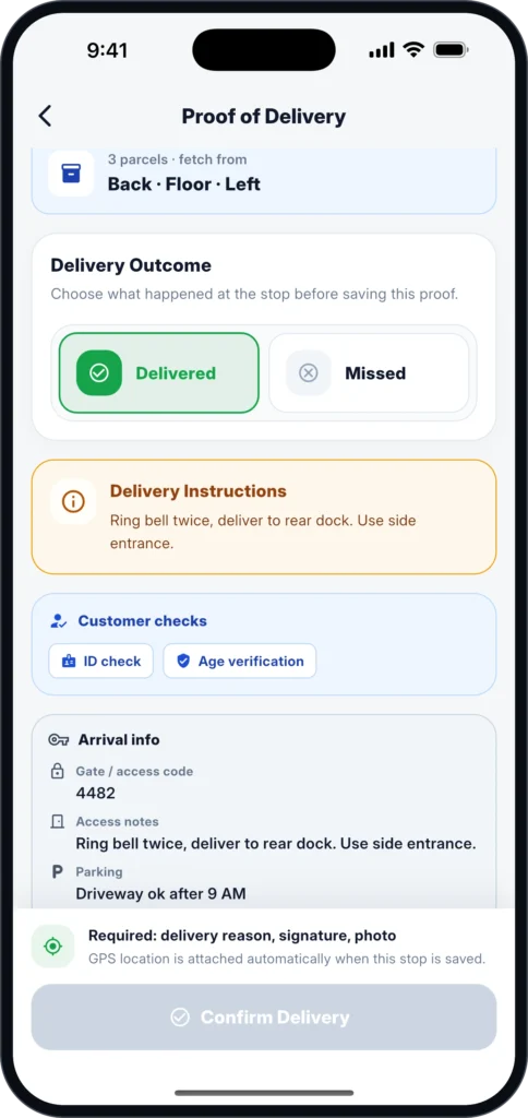 Proof of delivery